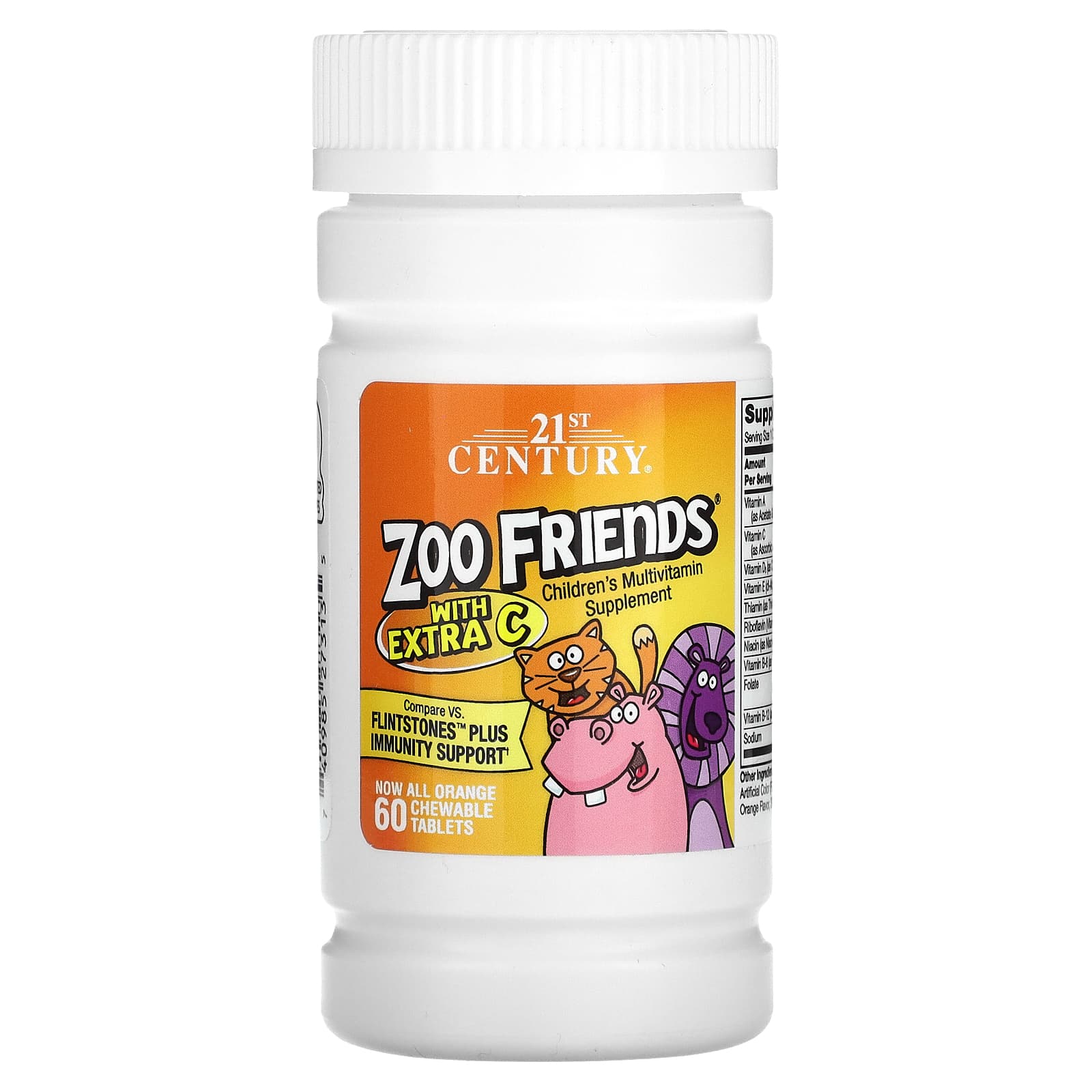 مولتی‌ویتامین کودکان ۲۱ سنتری مدل Zoo Friends با ویتامین C اضافه (۶۰ عدد جویدنی)