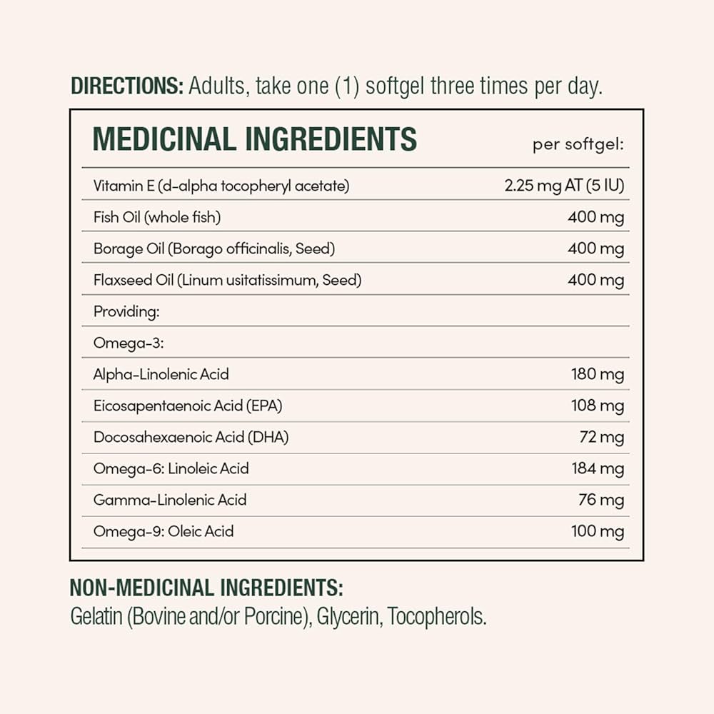 مکمل اسیدهای چرب ضروری 1200میلی گرم نیچرز بونتی_ روغن ماهی، بذر کتان و گل گاوزبان – حمایت از سلامت قلب، مغز و پوست_200سافت ژل