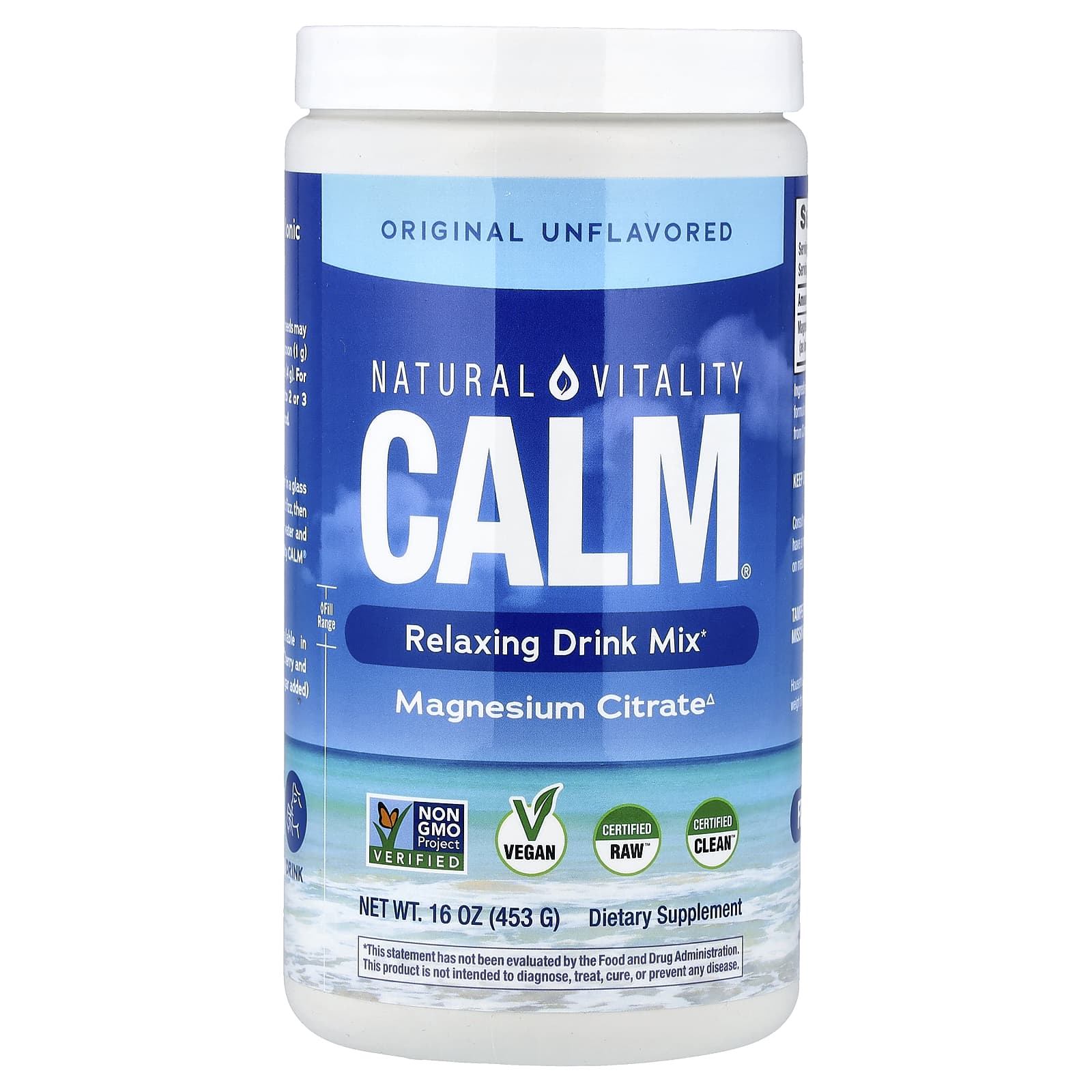 پودر منیزیم آرام‌بخش CALM اورجینال بدون طعم ۴۵۳ گرمی نچرال ویتالیتی