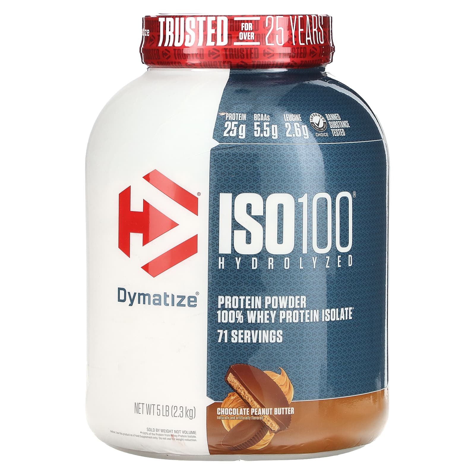 وی ایزوله هیدرولیزه دایماتیز ISO100 – طعم شکلات کره بادام‌زمینی – 2.3 کیلوگرم