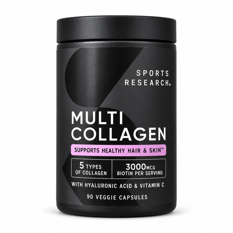 مولتی کلاژن اسپورت ریسرچ با بیوتین ۳۰۰۰ میکروگرم، ۹۰ کپسول